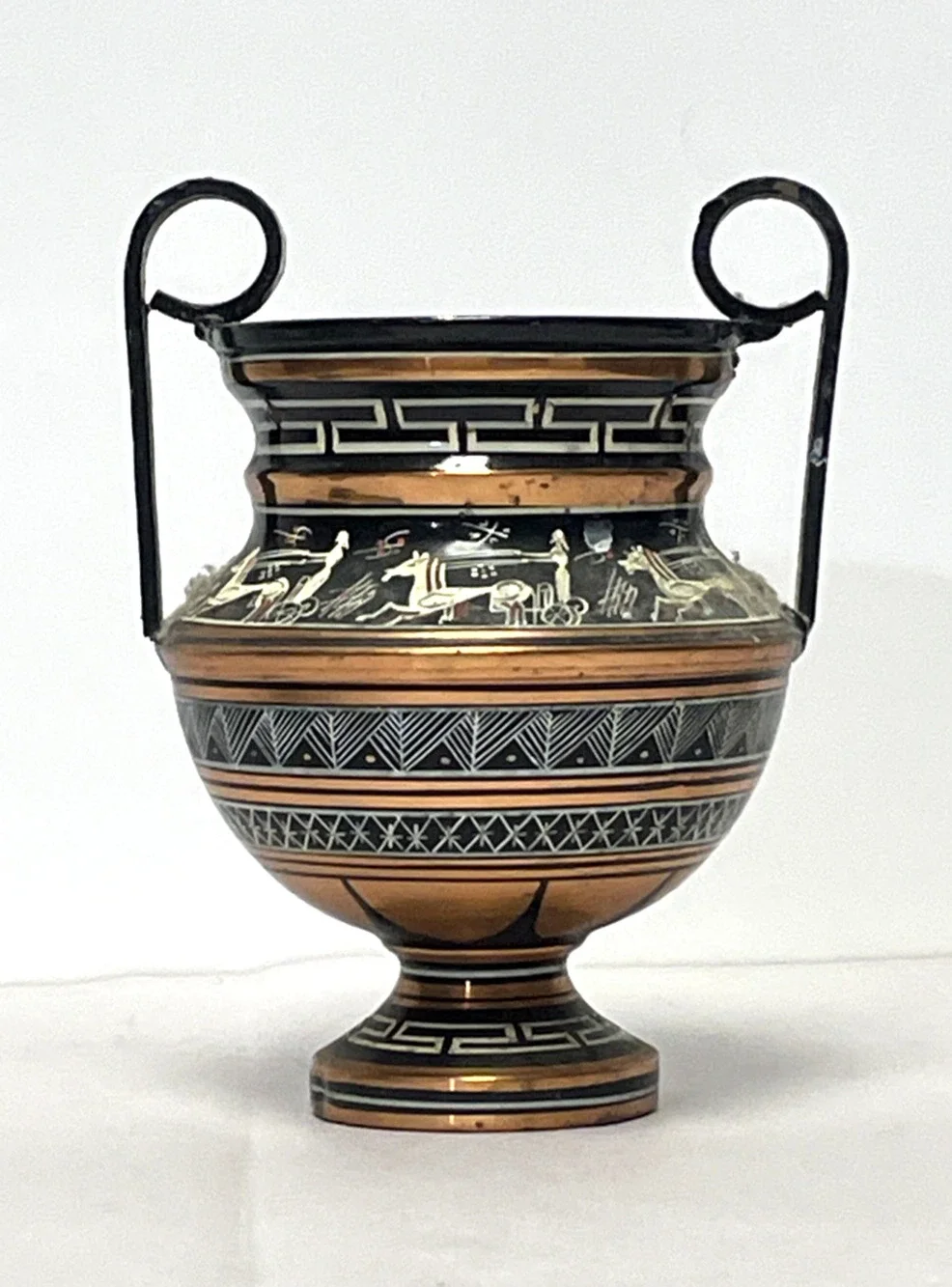 Greek Amphora Vase Hand Made in Greece Copper Black Urn 6